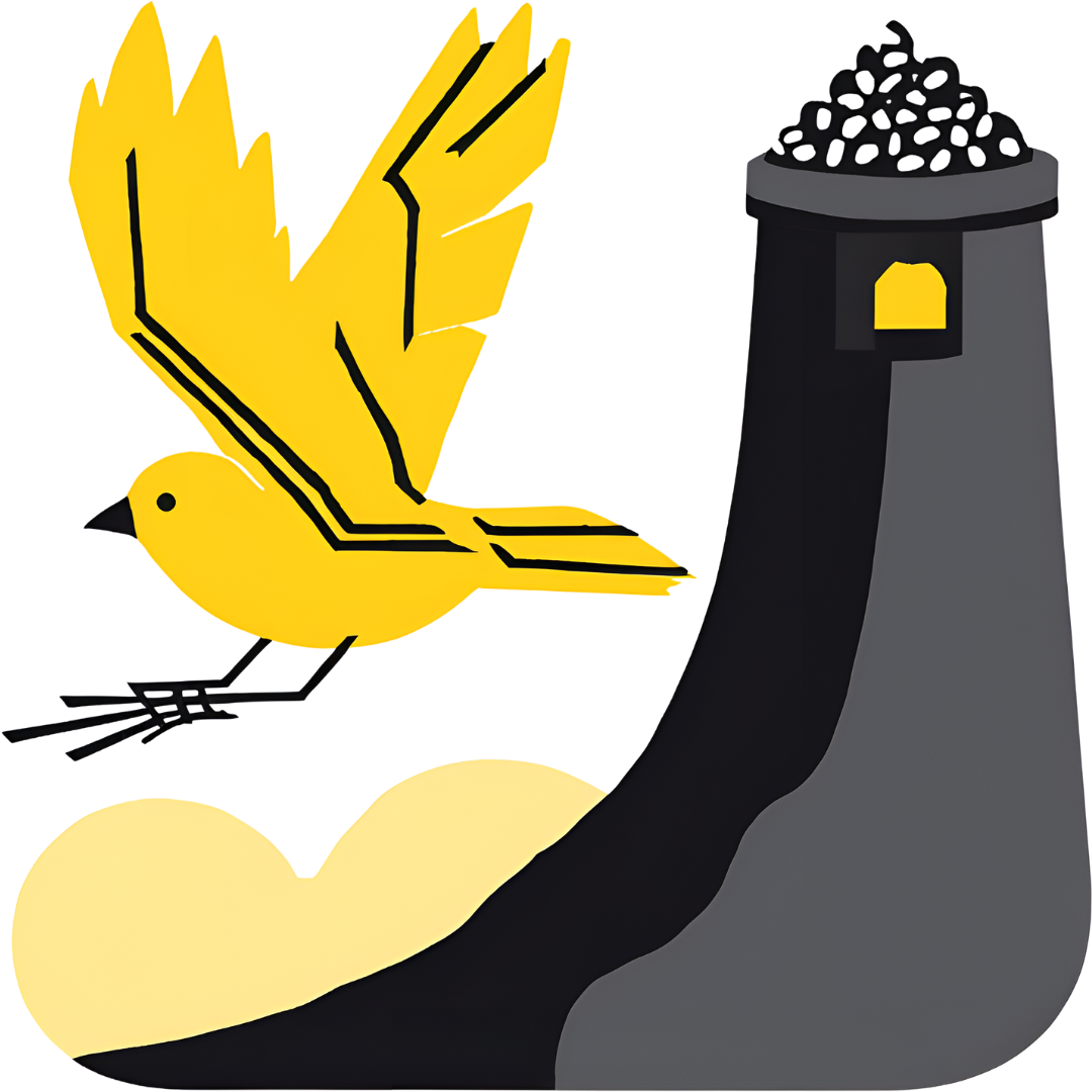 A canary flying out of a coal mine